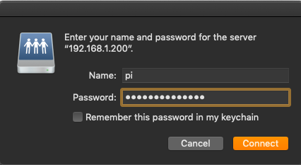 Enter your name and password for the server Enter your name and password for the server
